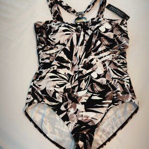 BRAND NEW w TAGS DREAMSUIT SWIM SUIT SIZE 16 BLACK AND WHITE